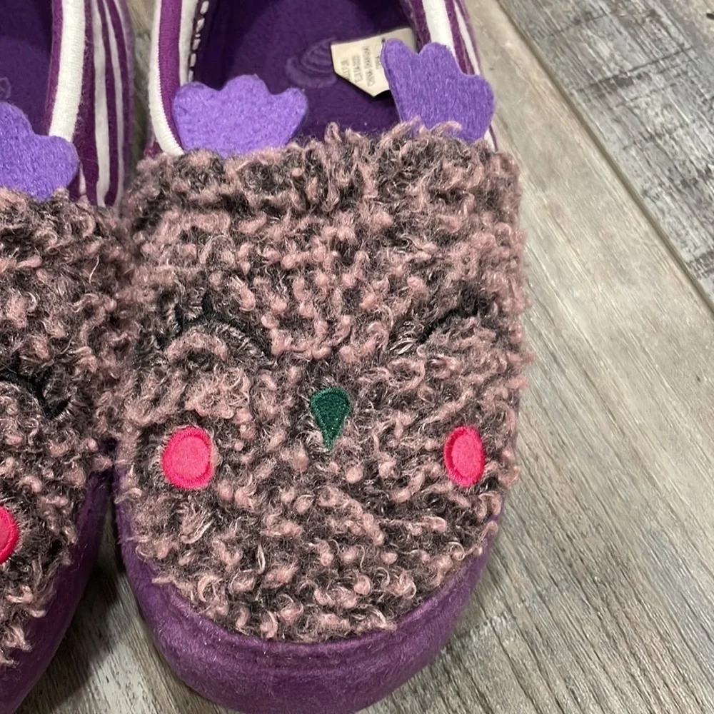Acorn Moc Critter Iris Owl Purple Stripe Slippers Size 1/2